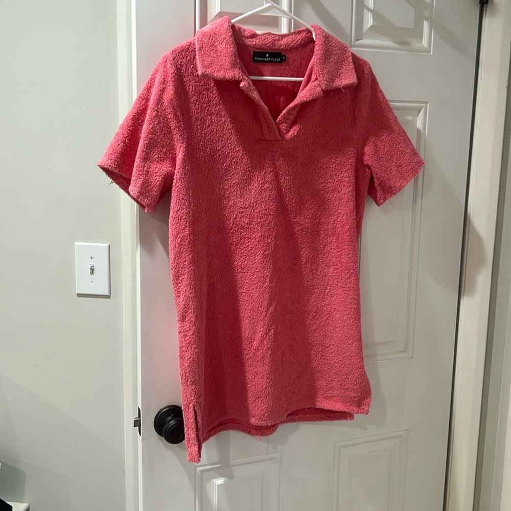Pomander Place pink terry cloth dress/coverup